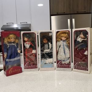 Hand Crafted Century Collectible Porcelain Doll Collection 5 Dolls BNIB